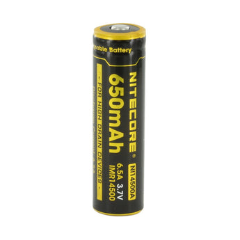 Nitecore NI14500A IMR 14500 650mAh 3.7V Unprotected Lithium Manganese (LiMn2O4) Battery - Button Top or Flat Top