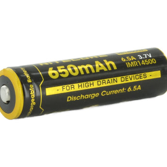 Nitecore NI14500A IMR 14500 650mAh 3.7V Unprotected Lithium Manganese (LiMn2O4) Battery - Button Top or Flat Top