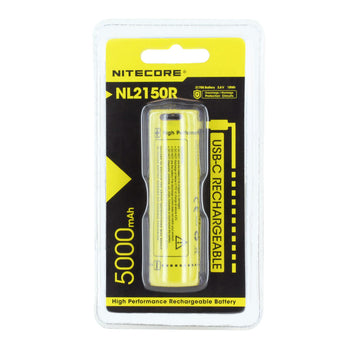 Nitecore NL2150R 21700 5000mAh 3.6V Protected Lithium Ion (Li-ion) Button Top Battery with Built-In USB-C Charging Port