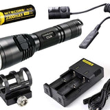 Nitecore Chameleon CU6 UV Ultraviolet LED Flashlight Night Hunting Kit with GM02 Weapon Mount, RSW1 Remote Switch, 18650 Battery and Charger -  Fits Picatinny Railed Guns - 440 Lumens