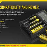 Nitecore Digicharger D4 4-Channel Smart Battery Charger for Li-ion, Ni-Cd, and NiMH Batteries