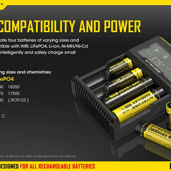 Nitecore Digicharger D4 4-Channel Smart Battery Charger for Li-ion, Ni-Cd, and NiMH Batteries