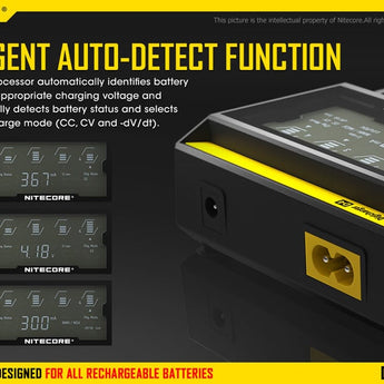 Nitecore Digicharger D4 4-Channel Smart Battery Charger for Li-ion, Ni-Cd, and NiMH Batteries