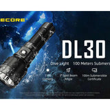 Nitecore DL30 LED Diving Flashlight - 1100 Lumens - Includes 1 x NL2153R