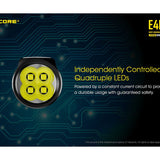 Nitecore E4K Compact EDC Flashlight - 4 x CREE XP-L2 V6 - 4400 Lumens - Uses 1 x USB-C Rechargeable 21700 (Included) or 2 x CR123A or 2 x RCR123