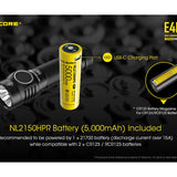 Nitecore E4K Compact EDC Flashlight - 4 x CREE XP-L2 V6 - 4400 Lumens - Uses 1 x USB-C Rechargeable 21700 (Included) or 2 x CR123A or 2 x RCR123
