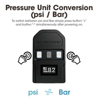 Nitecore EBP10 Mini Portable Electric Pump - 120psi Max - Uses Built-in 11.1V 2.55Wh Li-ion Battery Pack