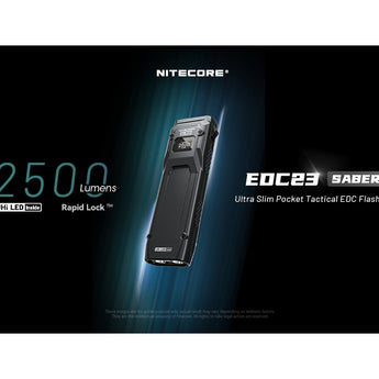 Nitecore EDC23 Saber USB-C Rechargeable LED Flashlight - 2500 Lumens - 2 x NiteLab UHi 25 - Uses Built-in 1500mAh Li-ion Battery Pack