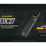 Nitecore EDC27 USB-C Rechargeable LED Flashlight - 3000 Lumens - 2 x Luminus SST-40 - Uses Built-in 3.7V 1700mAh Li-ion Battery Pack