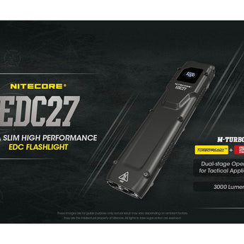 Nitecore EDC27 USB-C Rechargeable LED Flashlight - 3000 Lumens - 2 x Luminus SST-40 - Uses Built-in 3.7V 1700mAh Li-ion Battery Pack