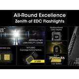 Nitecore EDC29 USB-C Rechargeable LED Flashlight - 6500 Lumens - 2 x NiteLab UHi 20 - Uses Built-in 2500mAh Li-ion Battery Pack