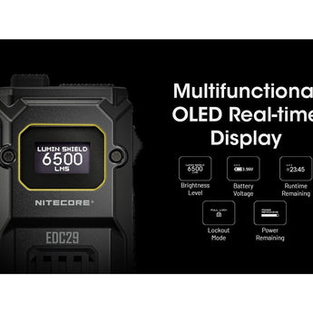 Nitecore EDC29 USB-C Rechargeable LED Flashlight - 6500 Lumens - 2 x NiteLab UHi 20 - Uses Built-in 2500mAh Li-ion Battery Pack