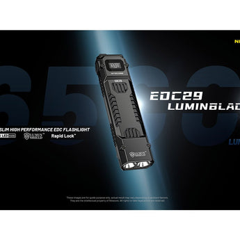 Nitecore EDC29 USB-C Rechargeable LED Flashlight - 6500 Lumens - 2 x NiteLab UHi 20 - Uses Built-in 2500mAh Li-ion Battery Pack
