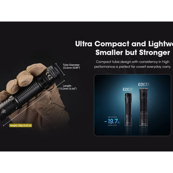 Nitecore EDC31 USB-C Rechargeable LED Flashlight - 3500 Lumens - NiteLab 9-Core UHi 20 - Uses Built-in 3800mAh Li-ion Battery