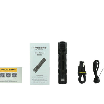 Nitecore EDC31 USB-C Rechargeable LED Flashlight - 3500 Lumens - NiteLab 9-Core UHi 20 - Uses Built-in 3800mAh Li-ion Battery