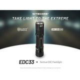 Nitecore EDC33 USB-C rechargeable Tactical LED Flashlight - NiteLab Uhi 20 MAX - 4000 Lumens - Uses Built-in 4000mAh Li-ion Battery Pack