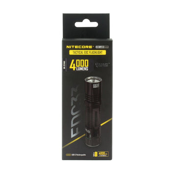 Nitecore EDC33 USB-C rechargeable Tactical LED Flashlight - NiteLab Uhi 20 MAX - 4000 Lumens - Uses Built-in 4000mAh Li-ion Battery Pack