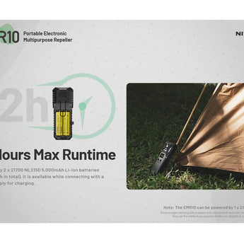 Nitecore EMR10 USB-C Rechargeable Portable Electronic Multi-Purpose Insect Repeller - Includes 2 x 21700