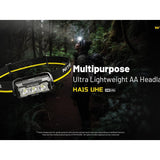 Nitecore HA15-UHE LED Headlamp - 400 Lumens - 6 x NiteLab UHE - Includes 1 x AA