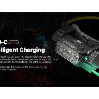 Nitecore HC70 UHE USB-C Rechargeable LED Headlamp - 1600 Lumens - 6 x NiteLab UHE LEDs - Includes 1 x 21700