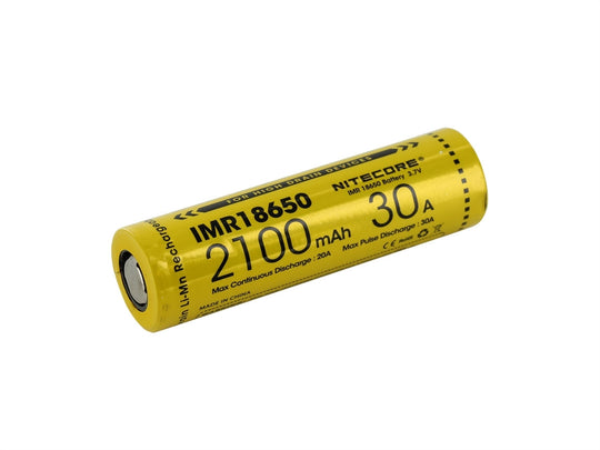 Nitecore IMR 18650 2100mAh 3.7V Unprotected High-Drain 30A Lithium Manganese (LiMn2O4) Flat Top Battery - Boxed