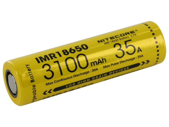 Nitecore IMR 18650 3100mAh 3.7V Unprotected High-Drain 35A Lithium Manganese (LiMn2O4) Flat Top Battery - Boxed