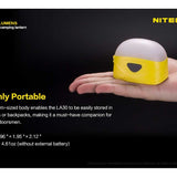 Nitecore LA30 Bi-Fuel Camping Lantern - 8 x CRI LEDs and 3 x Red LEDs - 250 Lumens - Includes Built-In 1800mAh Li-Ion Battery Pack - Yellow