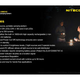 Nitecore LA30 Bi-Fuel Camping Lantern - 8 x CRI LEDs and 3 x Red LEDs - 250 Lumens - Includes Built-In 1800mAh Li-Ion Battery Pack - Yellow