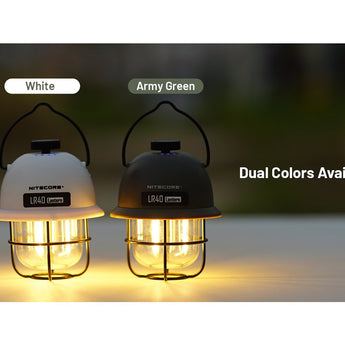 Nitecore LR40 USB-C Rechargeable LED Lantern - 100 Lumens - Uses Built-in 4000mAh Li-ion Battery Pack - in Army Green or White
