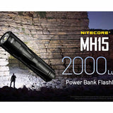 Nitecore MH15 USB-C Rechargeable Power Bank LED Flashlight - 2000 Lumens - Luminus SST40 - Uses Built-in 5000mAh Li-ion Battery Pack