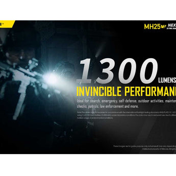 Nitecore MH25-V2 Dual Fuel Long Range USB-C Rechargeable LED Flashlight - 1300 Lumens - Includes 1 x 21700