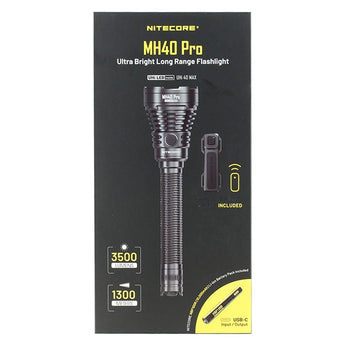 Nitecore MH40 Pro LED Flashlight - 3500 Lumens - NiteLab Uhi 40 Max - Includes 1 x NBP100R Li-ion Battery Pack