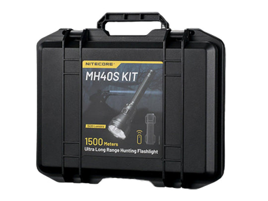 Nitecore MH40S USB-C Rechargeable LED Searchlight Hunting Kit - Luminengin G9 LED - 1500 Lumens - Includes 2 x 21700 - Includes Wireless Remote Pressure Switch and Rail Mounts