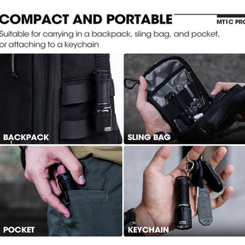 Nitecore Multitask MT1C Pro LED Flashlight - NiteLab UHi 20 - 1000 Lumens - Includes 1 x 18350 with Built-in USB-C Charging Port