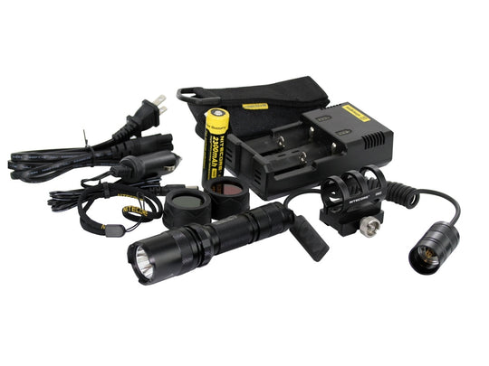 Nitecore Multitask MT25 Hunting Flashlight with Charger, Filters, Pressure Switch, Gun Mount & Car Adapter - CREE XP-G R5 LED - 390 Lumens - Uses 1 x 18650 (Included) or 2 x CR123A