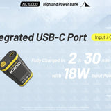 Nitecore NC10000 USB-C Highland Power Bank and Flashlight - 50 Lumens - 10000mAh