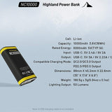 Nitecore NC10000 USB-C Highland Power Bank and Flashlight - 50 Lumens - 10000mAh
