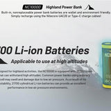 Nitecore NC10000 USB-C Highland Power Bank and Flashlight - 50 Lumens - 10000mAh