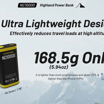 Nitecore NC10000 USB-C Highland Power Bank and Flashlight - 50 Lumens - 10000mAh
