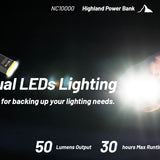 Nitecore NC10000 USB-C Highland Power Bank and Flashlight - 50 Lumens - 10000mAh