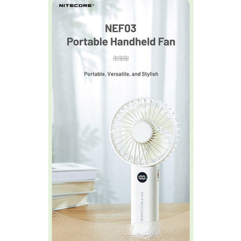 Nitecore NEF03 Rechargeable Handheld Fan - Uses Built-in 3600mAh Li-ion Battery Pack - White or Pink
