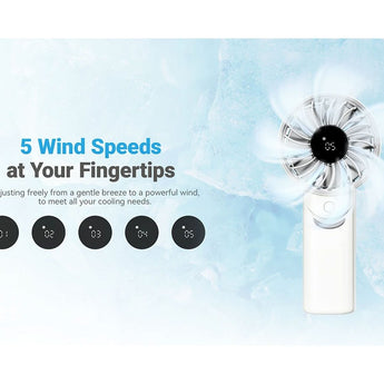 Nitecore NEF03 Pro USB-C Rechargeable Handheld Fan - Uses Built-in 4000mAh Li-ion Battery Pack - White or Blue