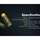 Nitecore NL1410 14500 1000mAh 3.7V Protected Lithium Ion (Li-ion) Button Top Battery