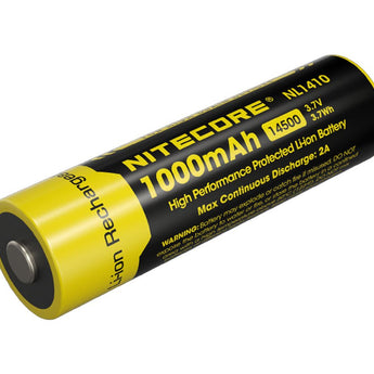 Nitecore NL1410 14500 1000mAh 3.7V Protected Lithium Ion (Li-ion) Button Top Battery