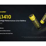 Nitecore NL1410 14500 1000mAh 3.7V Protected Lithium Ion (Li-ion) Button Top Battery