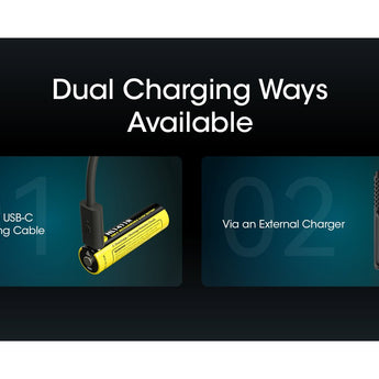 Nitecore NL1411R 14500 1100mAh 3.6V Protected 3A Lithium Ion (Li-ion) Button Top Battery with USB-C Charging Port