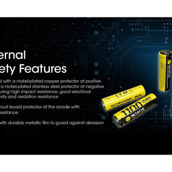 Nitecore NL1411R 14500 1100mAh 3.6V Protected 3A Lithium Ion (Li-ion) Button Top Battery with USB-C Charging Port