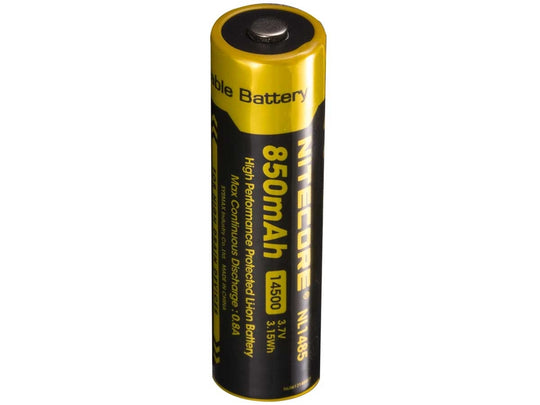 Nitecore NL1485 14500 850mAh 3.7V Protected Lithium Ion (Li-ion) Button Top Battery - Blister Pack