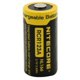 Nitecore NL166 RCR123A / 16340 650mAh 3.7V Protected Lithium Ion (Li-ion) Button Top Battery - Blister Pack