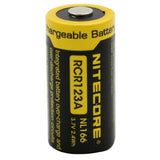 Nitecore NL166 RCR123A / 16340 650mAh 3.7V Protected Lithium Ion (Li-ion) Button Top Battery - Blister Pack